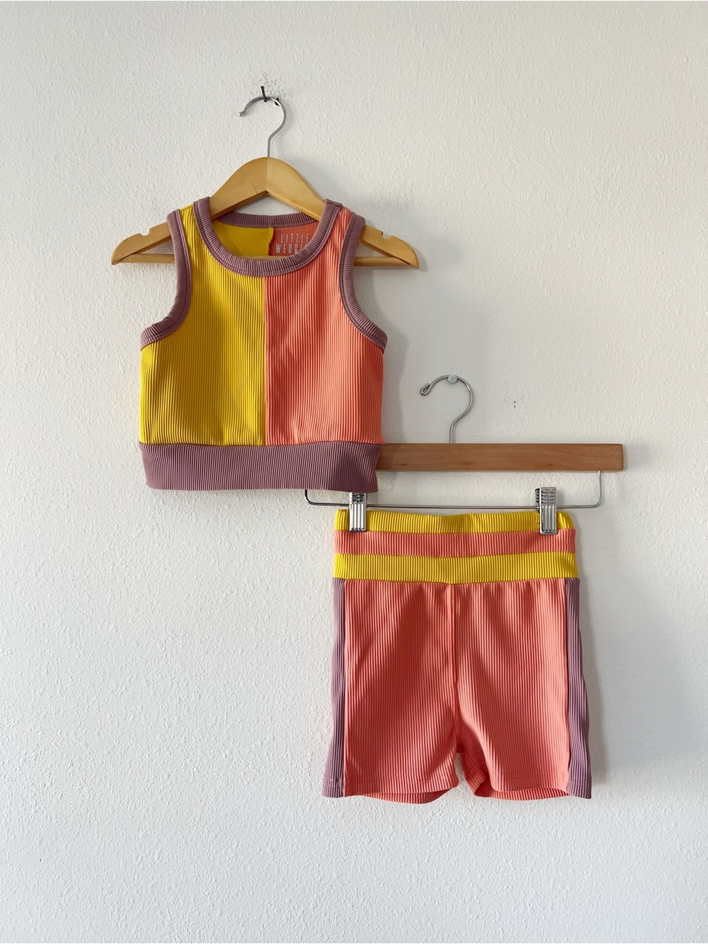 LITTLE WEDGIES | Colorblock Ribbed Active Set | 7/8